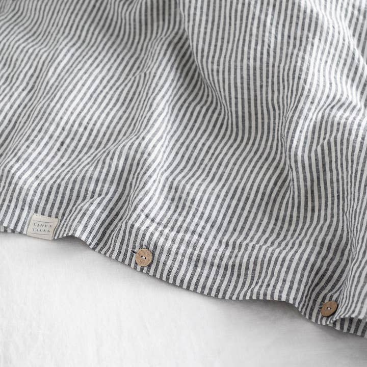 Linen Tales (We cover U.S. import duties) - Wholesale Duvet Cover - Thin Black Stripes Linen Duvet Cover4