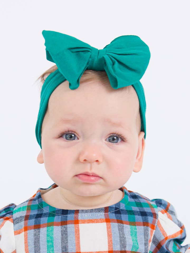 Girls Emerald Green Big Bow Headband
for wholesale by RuffleButts + RuggedButts
