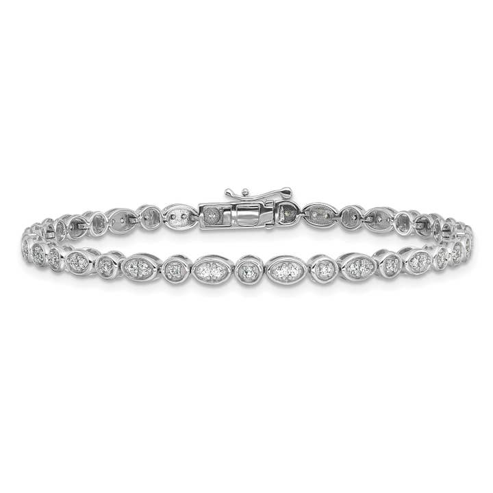 Lab Grown Diamond 7 inch Fancy Bracelet 14k White Gold for wholesale by Fine Diamond