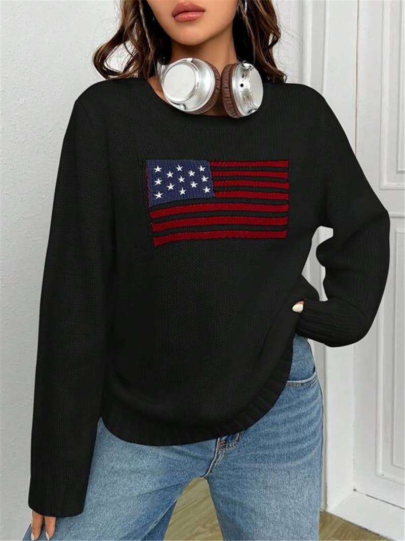 Rosa Clothing - Wholesale Knit Sweater - Women's - American Flag Knit Sweater10