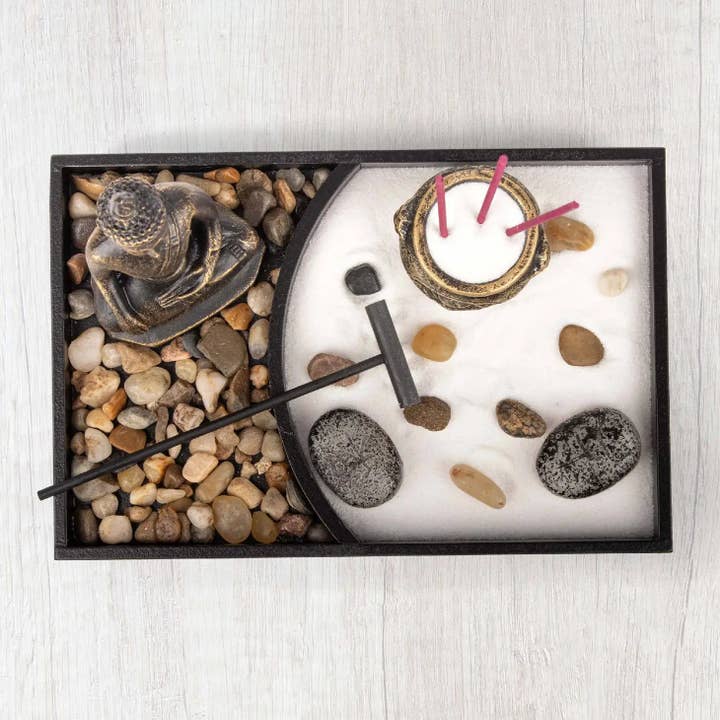 The Headspace – wholesale Decorative tabletop object – Myga - Mini Buddha Zen Garden Kit