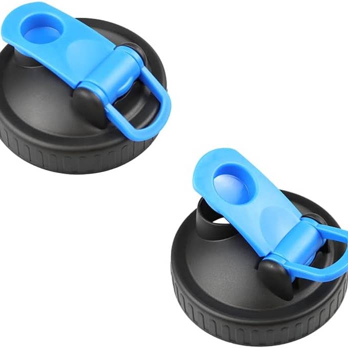 Paquete de 2 tapas para tarros de cristal con tapa abatible de boca ancha, sellado hermético, diseño a prueba de fugas y práctica boquilla para verter (los frascos se venden por separado) (azul y negro) para venta al por mayor de Vigor Path