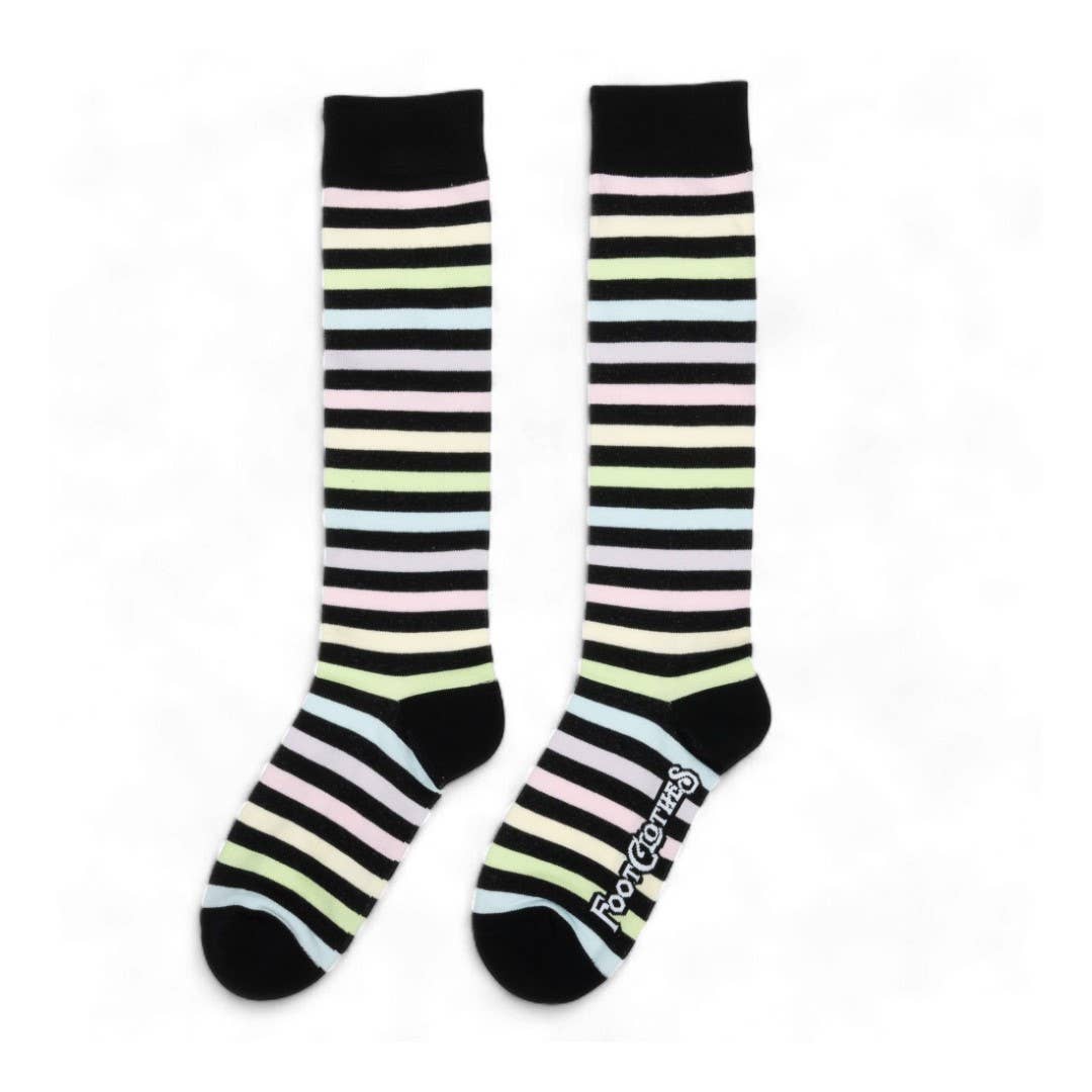 FootClothes LLC – wholesale Socks – Unisex – Pastel Rainbow Stripes Knee High Socks2