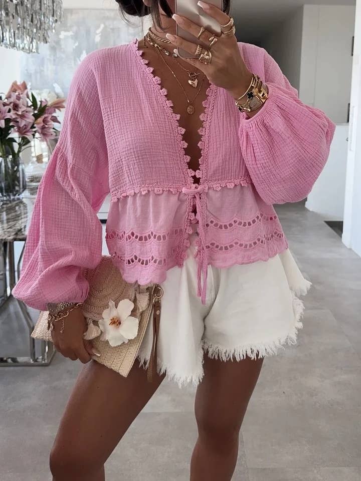 ESTEE BROWN - Wholesale Button Down Shirt - Women's - Cotton gauze top - 76420