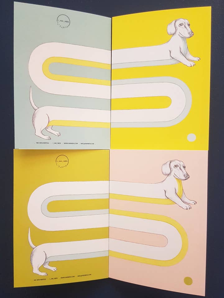 Biglietto di auguri Wiener dog per la vendita all'ingrosso da parte di I AM NIEN