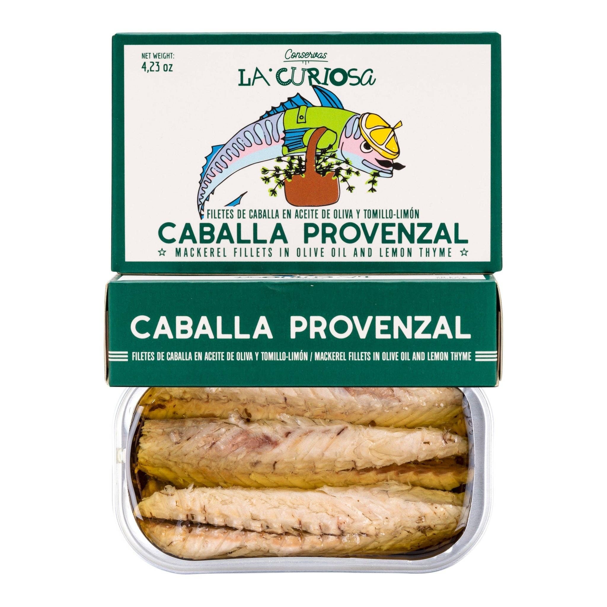 FishNook Tinned Seafood Co. - Wholesale Tinned Fish - La Curiosa Mackerel w/ Lemon-Thyme in Olive Oil, 4.2oz1