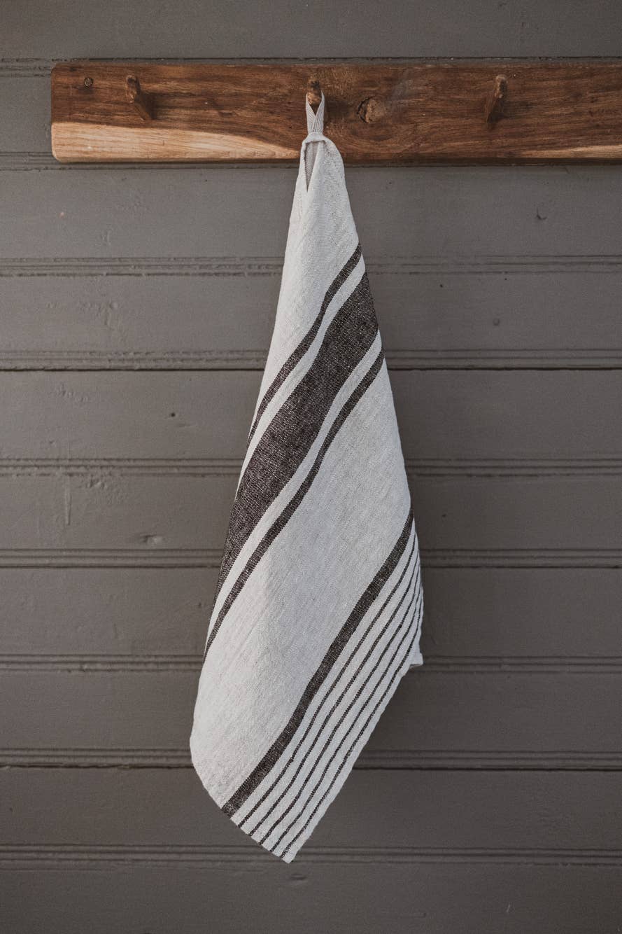 Natural Black Stripes French style Linen Kitchen Towels  for wholesale on Faire3