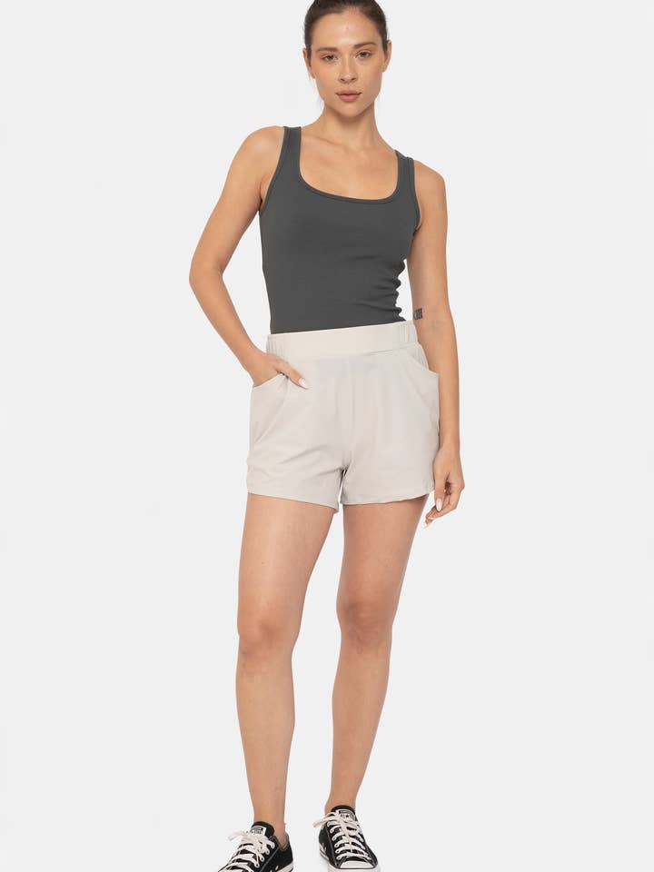 Mono B - Wholesale Athletic Shorts - Women's - Athleisure Shorts with Curved Hemline