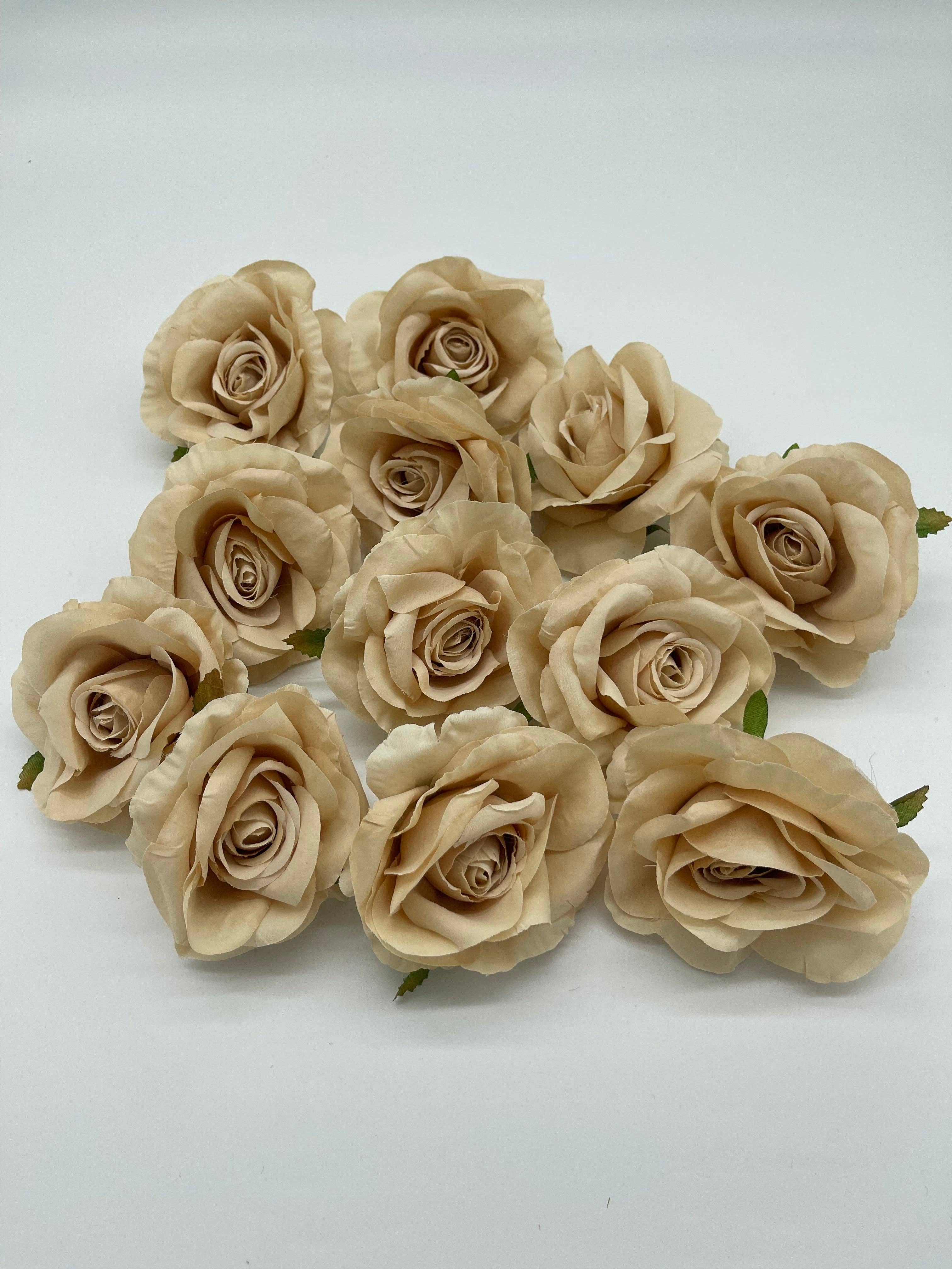 JKF & Co Pty Ltd – wholesale Artificial flowers – Rose Head Beige 12pcs0