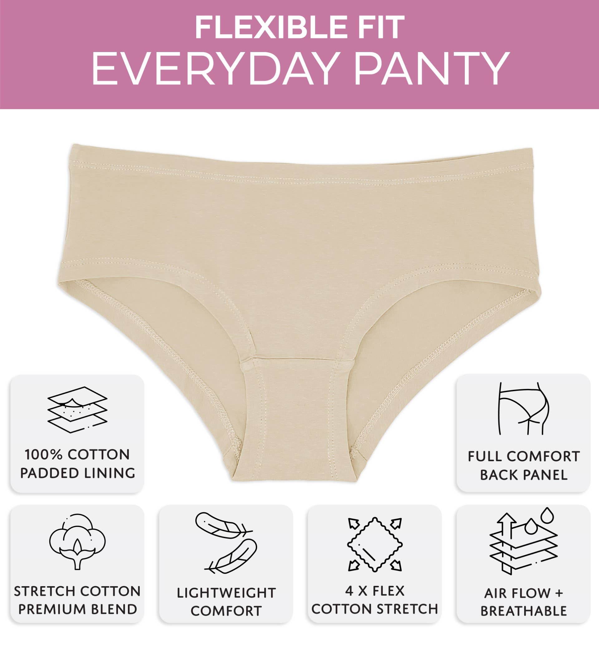 I-Wear Brands - Wholesale Underwear - Women's - 12 Pack Women's Cotton-Spandex Flexible Fit Hipster Panties1