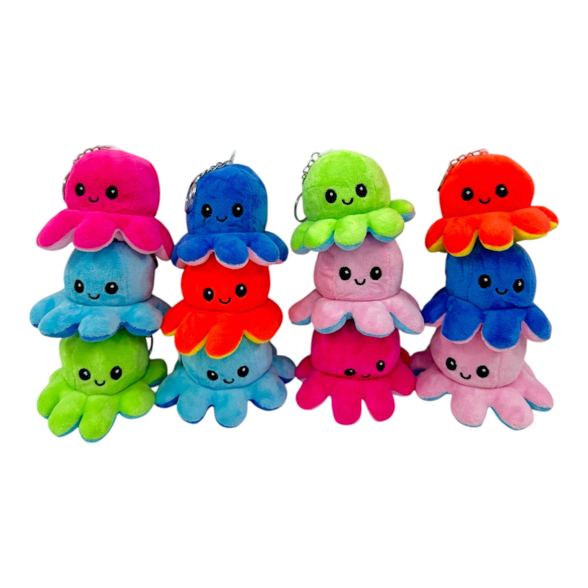 ASSORTITI Portachiavi Pupazzo di Peluche Polpo Reversibile KC1125-1 (12PC) in vendita all'ingrosso su Faire2