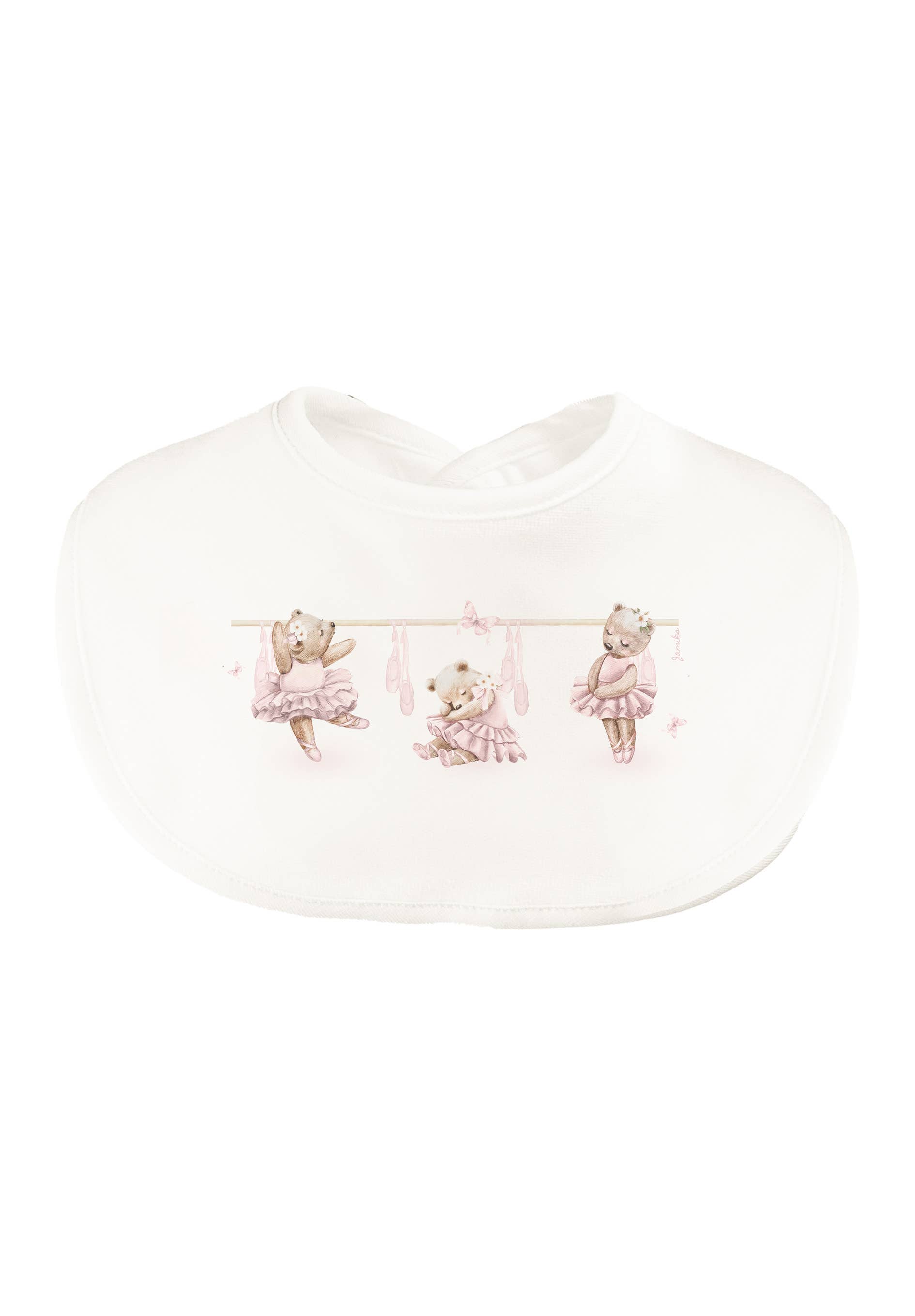 Ecru Velour Bib with a Print Charlene for wholesale on Faire0