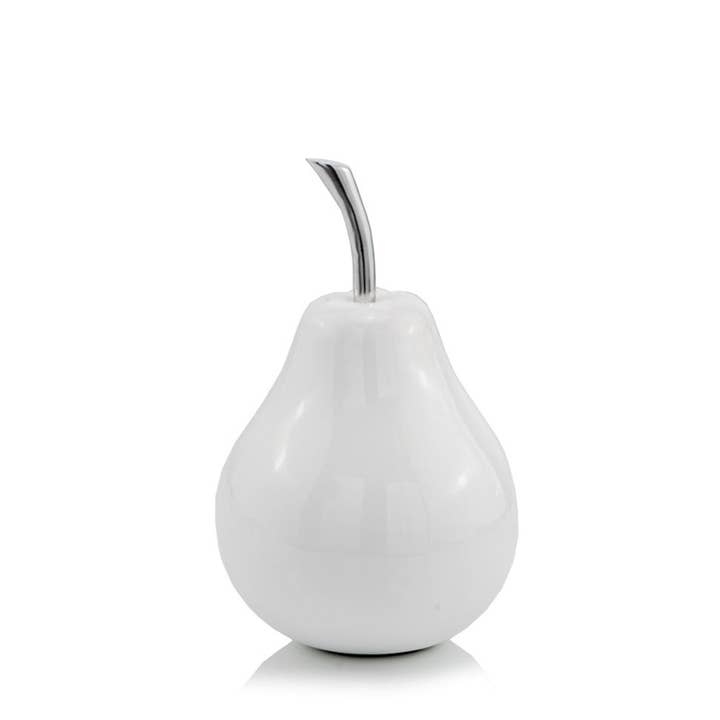 HomeRoots – Objeto de mesa decorativo por atacado – Decoração de casa com sotaque de alumínio em forma de mini pêra revestida