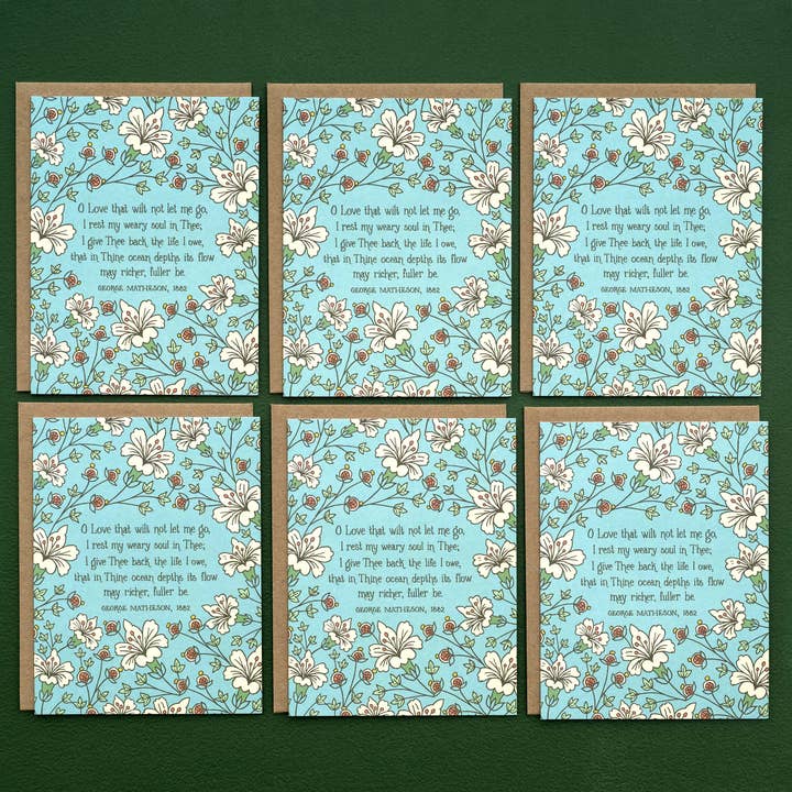 6 Cartões de Saudação de Hinos - Ó Amor Que Não Me Deixarás Ir por atacado de Little Things Studio