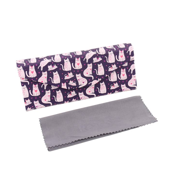 Real Sic – wholesale Eyewear cases & holders – Unisex – Lovely Cat Print Glasses Case - Vegan Leather Magic Folding Hard Case4