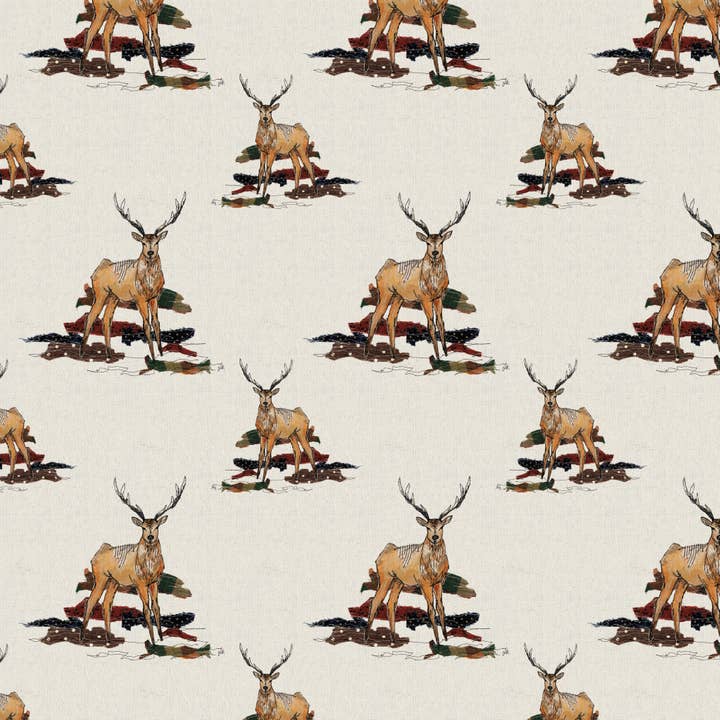 Francesca Kemp Textile Art - Wholesale Flat Wrap - Staggering Stitch Stag Wrapping Paper