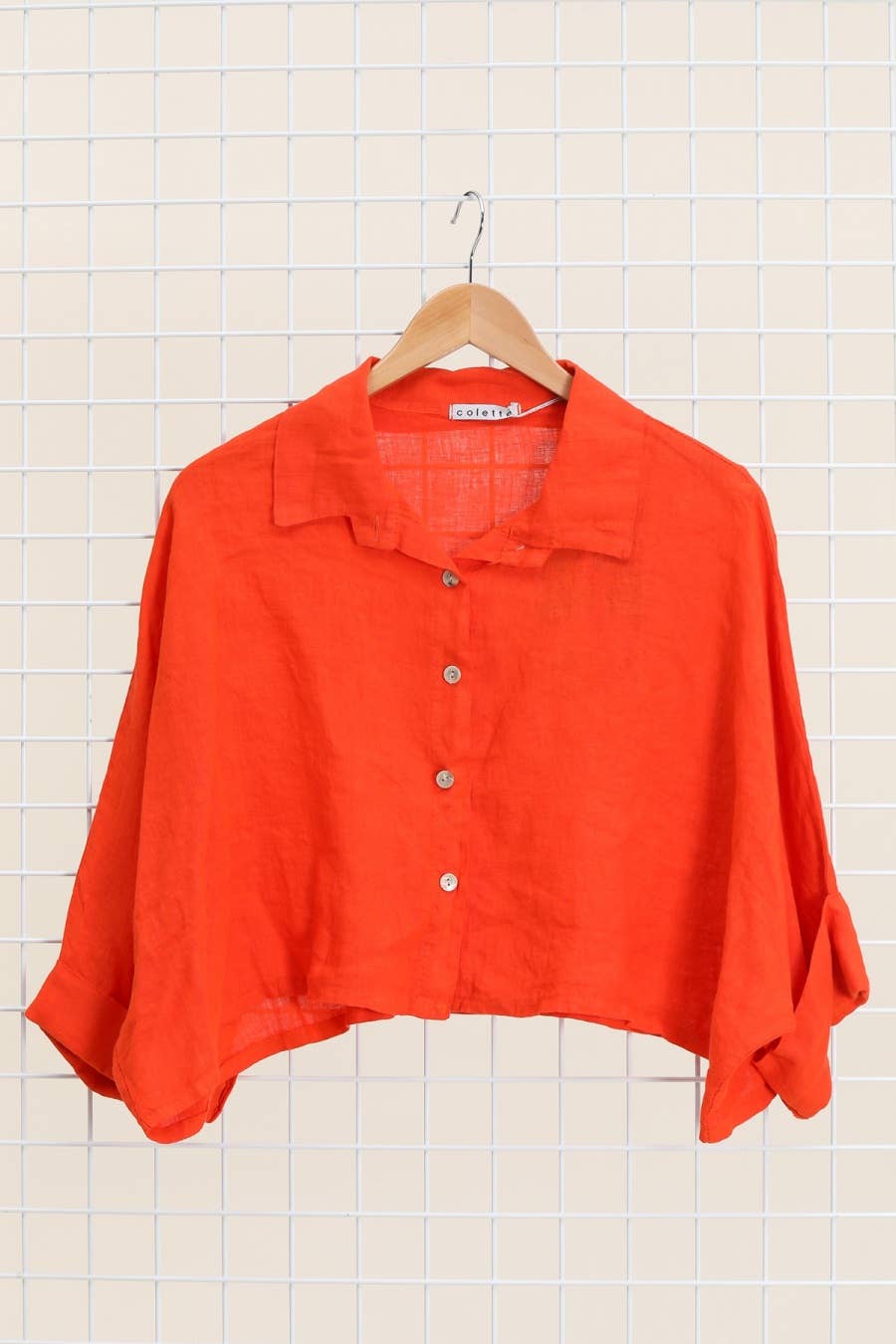 la maison des fibres naturelles - Wholesale Button Down Shirt - Women's - Linen crop shirt 83263 100% linen25