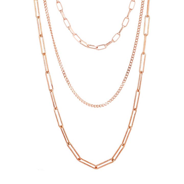 Forzatina Chain and Grumetta Graduated Multiwire Necklace for wholesale by Bronzallure