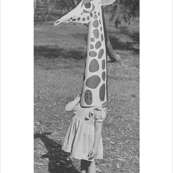 Retrospect Group Quippy Line - Wholesale Toy Set - Kids - Young Girl With Charles Eames Giraffe Head Toy Mask(GREETED)