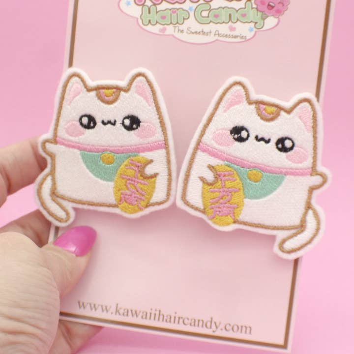 Kawaii Chibi Lucky Cat Haarspangen-Set für den Großhandel von Kawaii Hair Candy