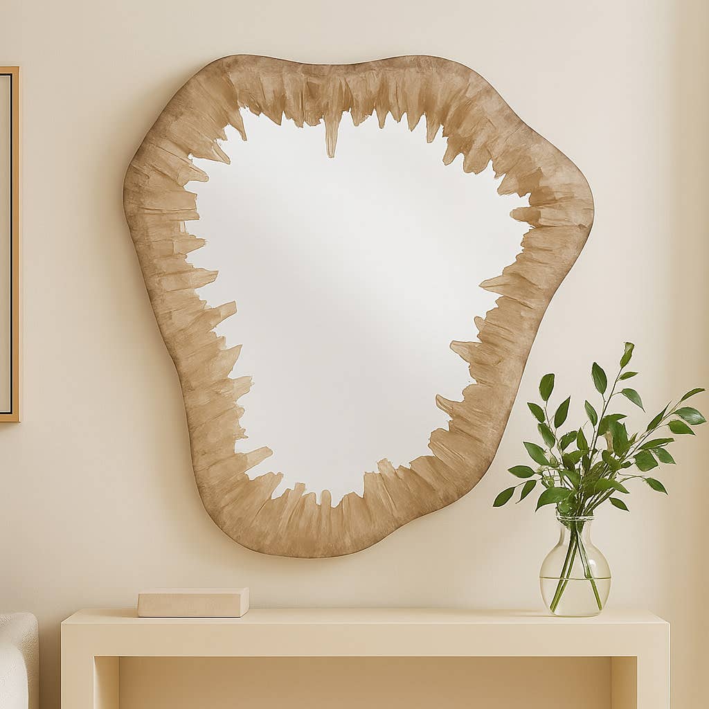 Sagebrook Home - Wholesale Wall Mirror - Wall Mirror - Ivory Glass Quartz Organic Edge, 33 in.1