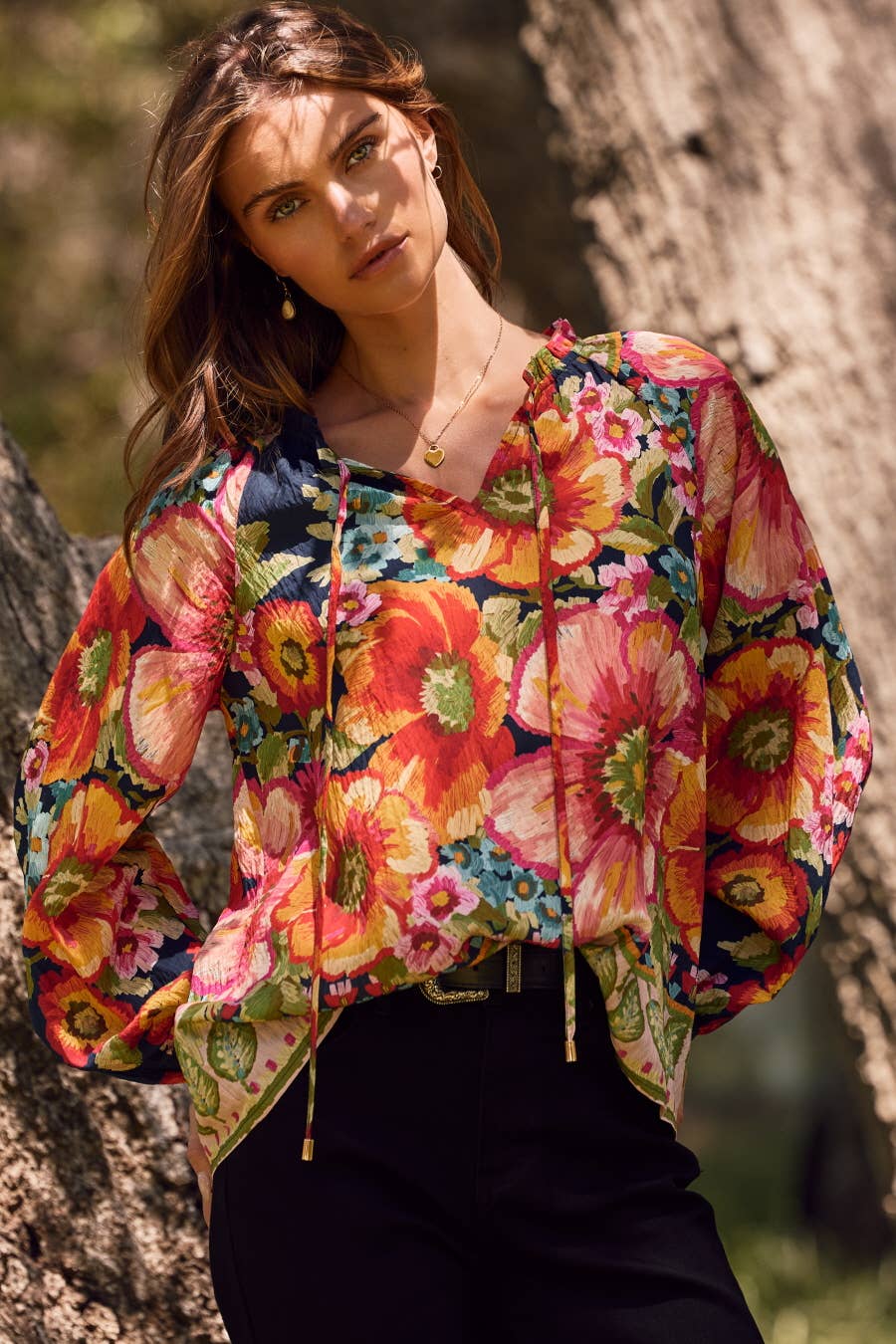 Oddi - Wholesale Blouse - Women's - Floral Border Printed Blouse2