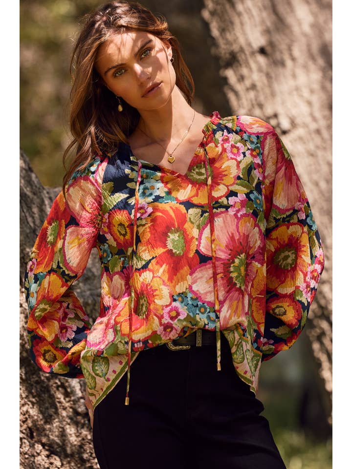 Oddi - Wholesale Blouse - Women's - Floral Border Printed Blouse2