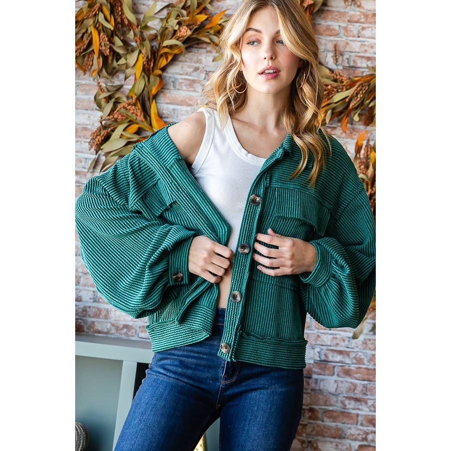 Reborn J - Wholesale Shirt Jacket/Shacket - Women's - CROP BUTTON JACKET WITH POCKET16
