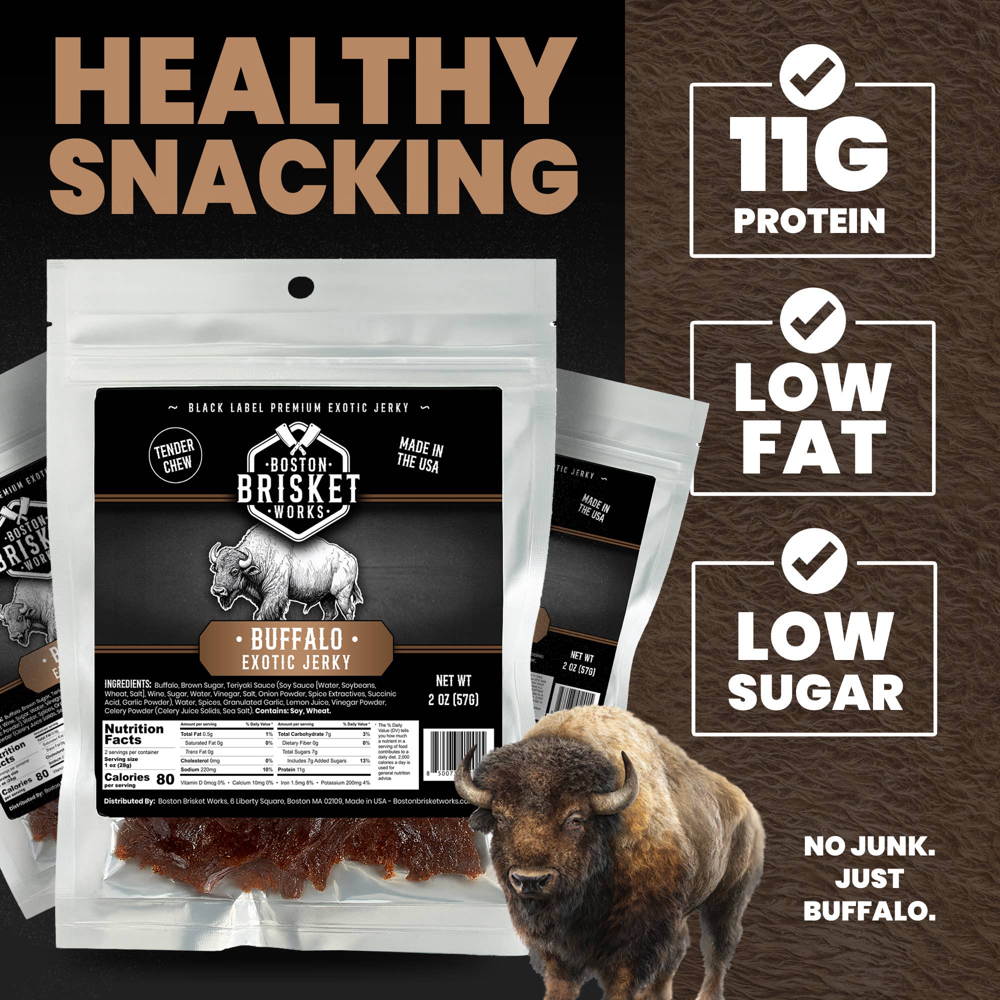 Boston Brisket Works - Wholesale Jerky - Exotic Jerky "Buffalo"4