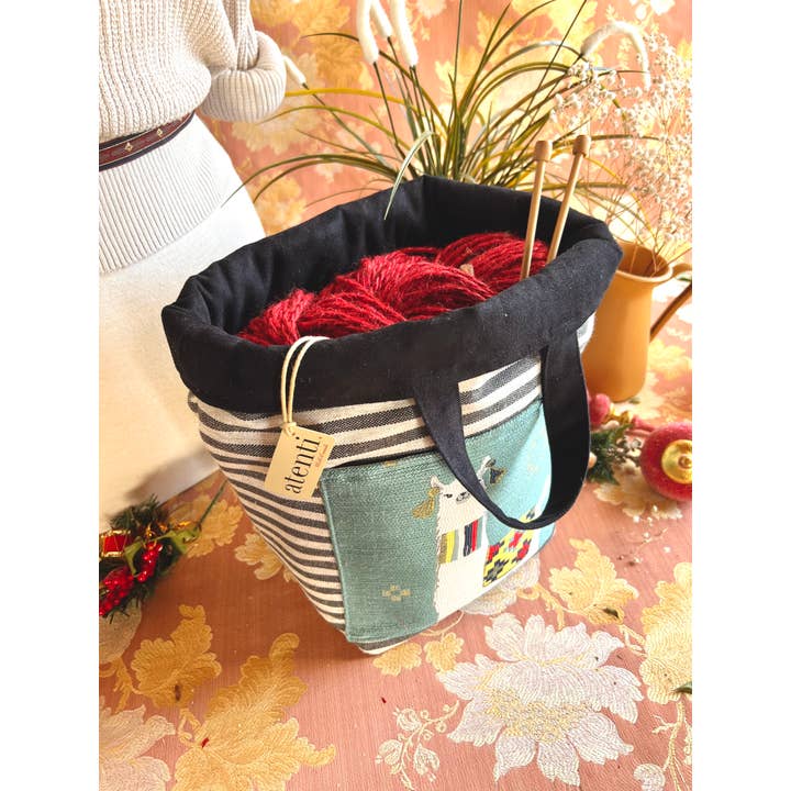 Atenti - Wholesale Knitting/Crochet Supplies - Knitting and Crochet Organizer Project Bag: Mamallama Hope Basket2