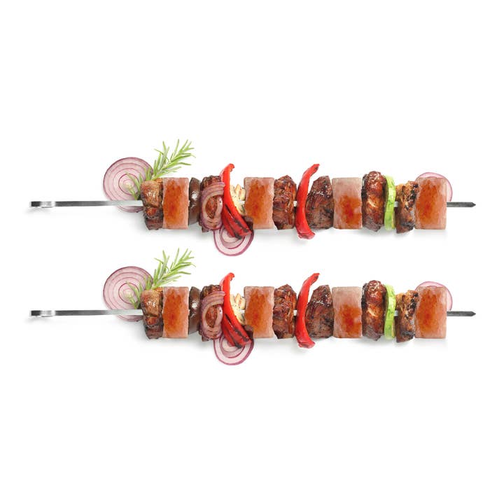 Fox Run Brands - Wholesale Skewer - Outset Stainless Steel BBQ Skewers With Himalayan Salt Cubes