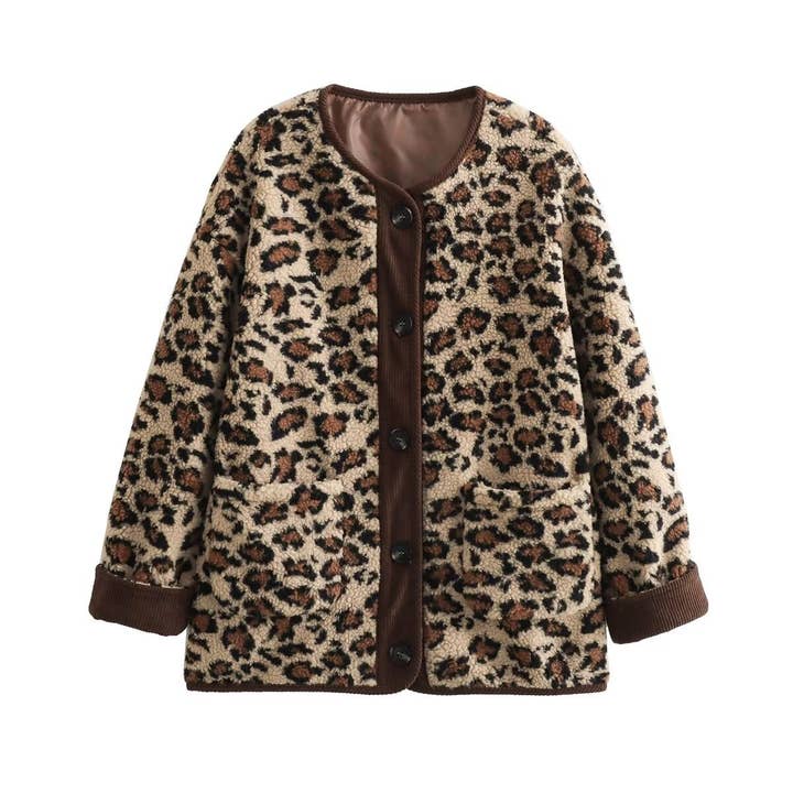 Marayn – wholesale Jacket – Women's – Leopard Print Casual Loose Long Sleeve Jacket Women10