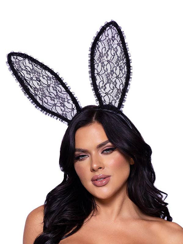 Leg Avenue Lace Bunny Ears - A2912-ACC-ONE-BLK for wholesale by Best Underwear Line