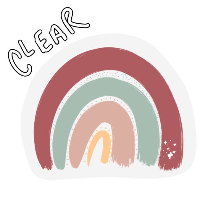 Adesivi in vinile trasparenti firmati arcobaleno per la vendita all'ingrosso da parte di Maddie Green Designs