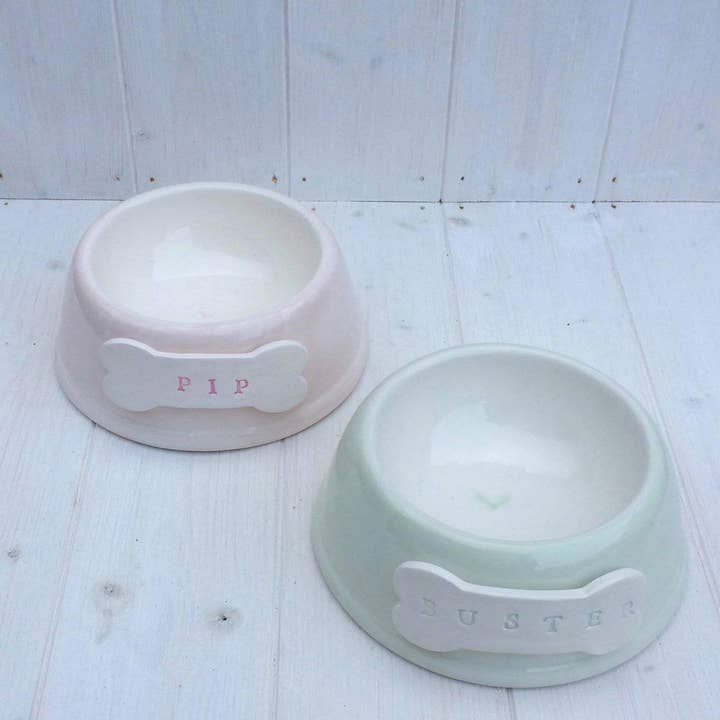 Lords and Labradors – wholesale Pet bowl – Cat/dog – Personalised Pastel Dog Bowl by Purple Glaze - Angled3