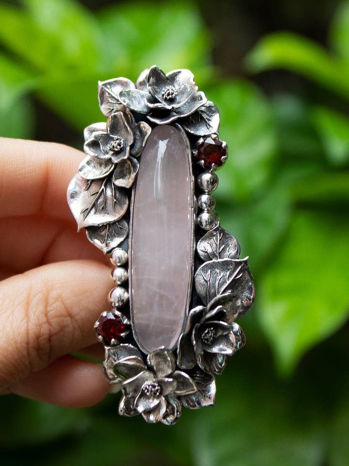 Rose Quartz Ring, Statement Ring, AR-7078 for wholesale by Ambra Jewels