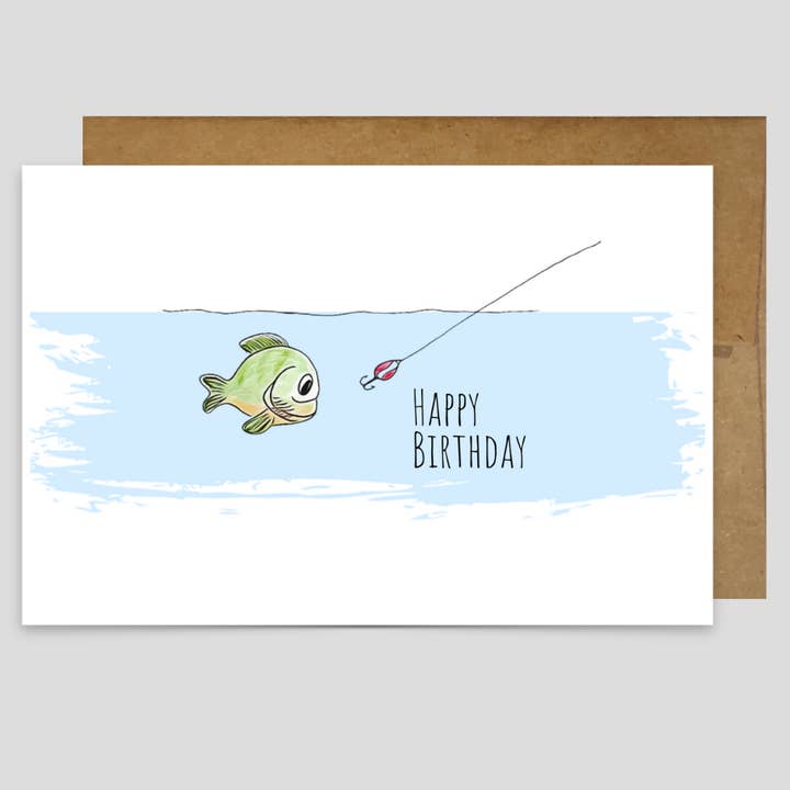 Happy Birthday Fishing - Greeting Card for wholesale by Kevin & Kaia