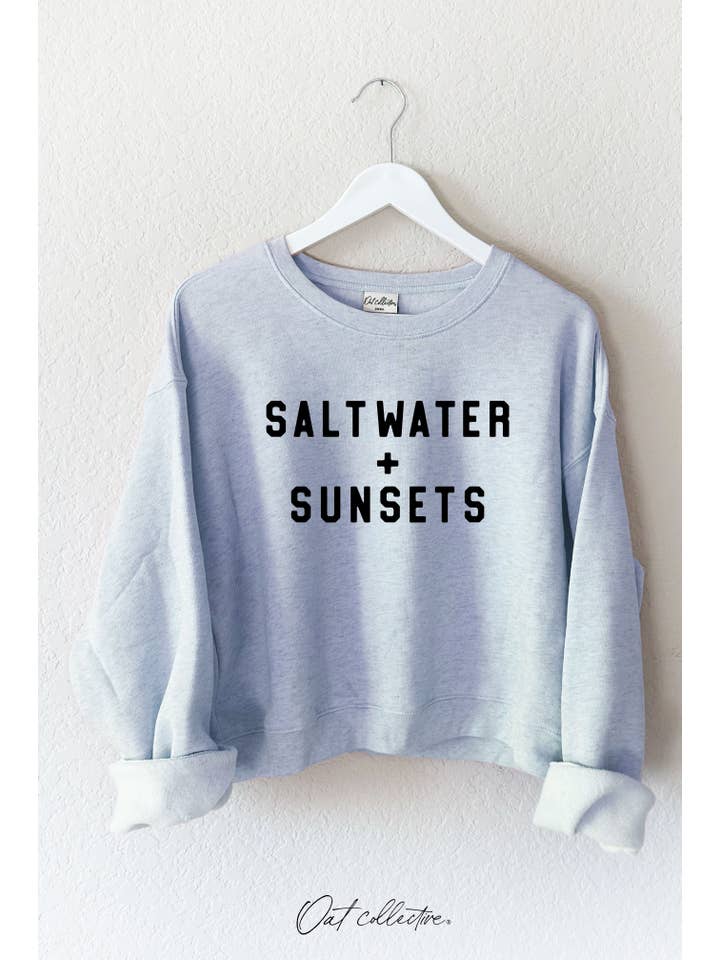 OAT COLLECTIVE - Wholesale Graphic Sweatshirt - Women's - SALT WATER AND SUNSETS Mid Graphic Sweatshirt