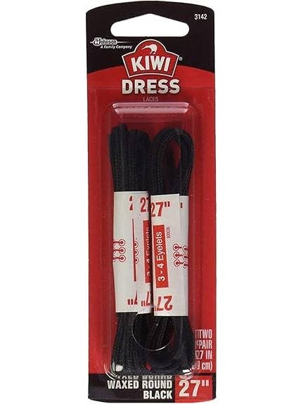 Innovarix - Wholesale Shoelaces – Unisex - KIWI Waxed Black Round Shoe Laces 2 Pairs - 27''
