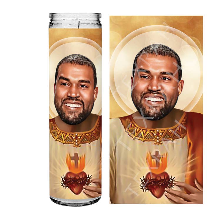 Saint Kanye West Ye Celebrity Prayer Candle - 8" unscented for wholesale by Texrah