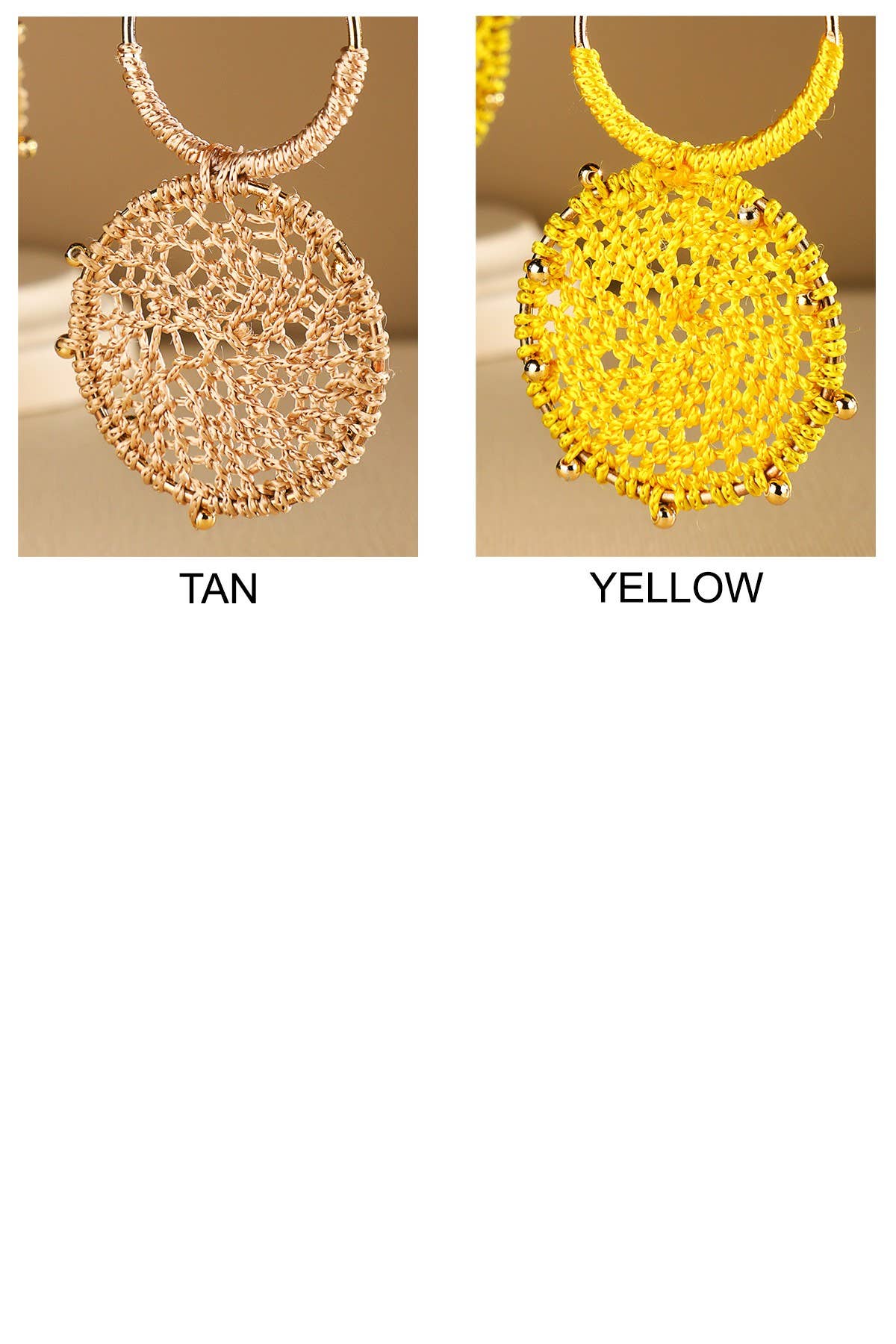 Urbanista - Wholesale Dangle Earrings - Rattan Knitted Round Tiers  Drop Earring 4