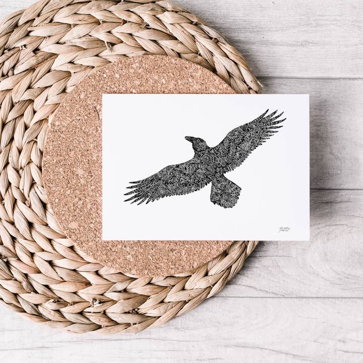 " Doodle Star Raven " Greeting Card for wholesale by FJ Creations