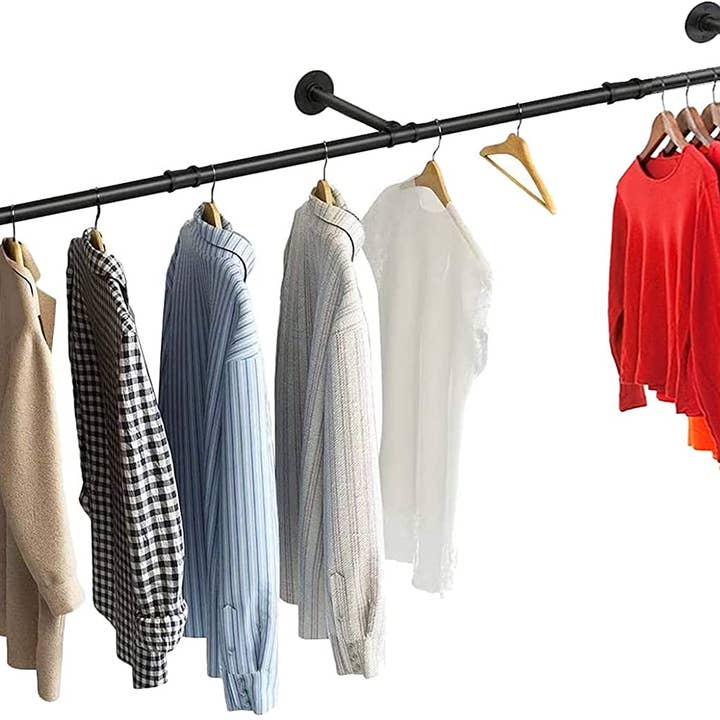 SERENITA - Wholesale Coat Rack - Industrial Pipe Clothing Rack Hanging Rod Wall Mounted 74.5"