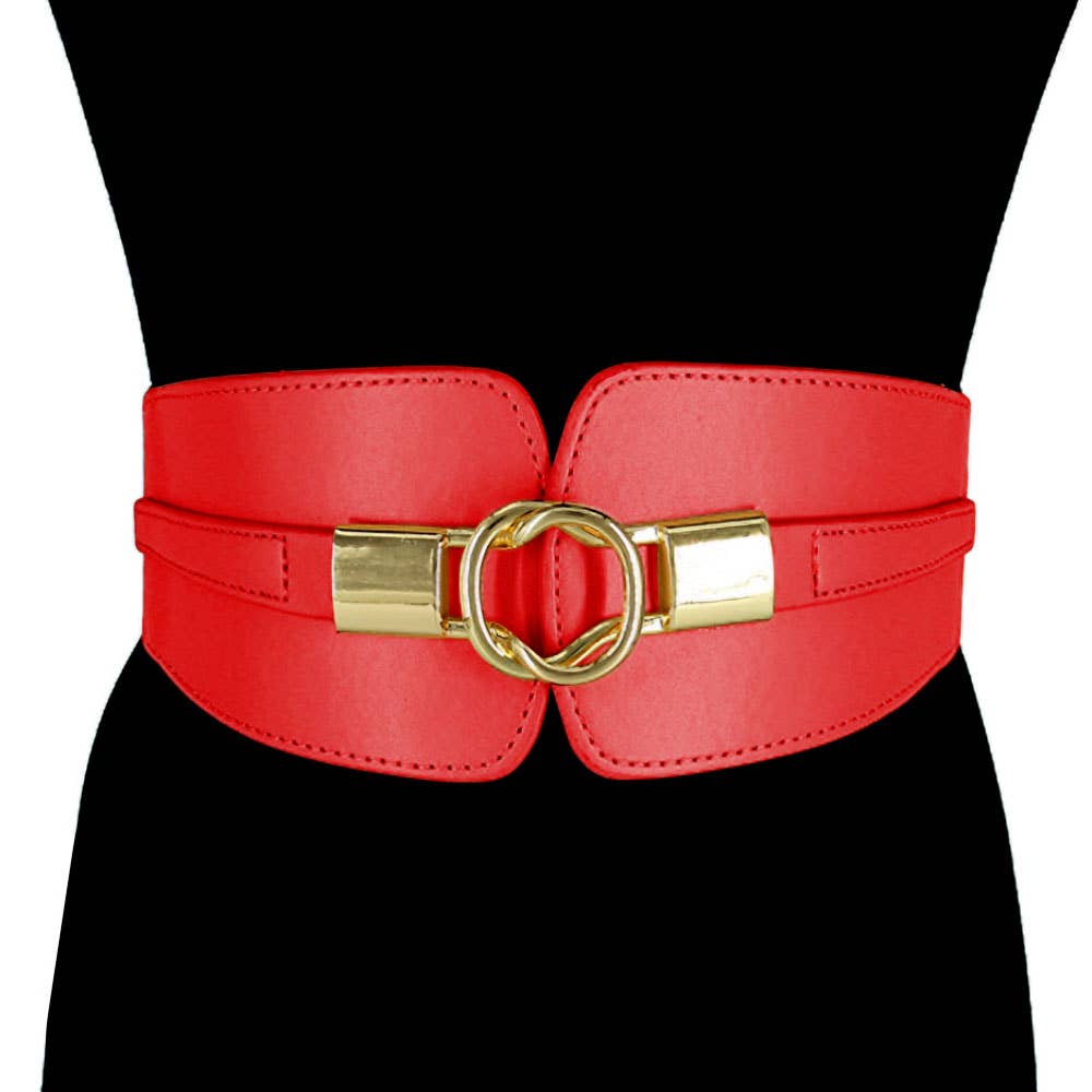 Sensibling Corp. - Venta al por mayor Cinturón - Mujer - Cinturón ancho elástico con hebilla metálica y detalle de cuero sintético11