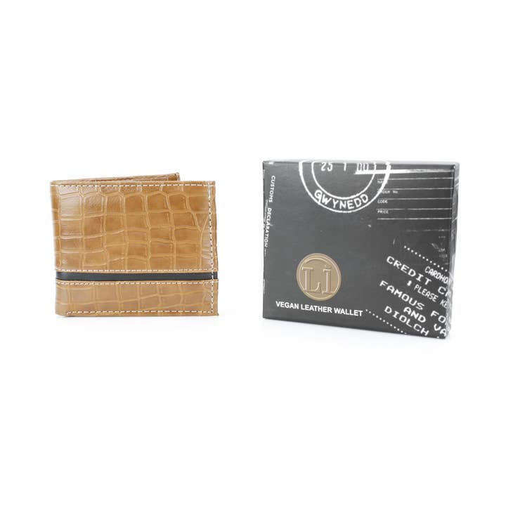 Leather Impressions Inc - Wholesale Wallet - Men's - Crocodile Embossed Vegan Wallet with Solid Band VL 9047