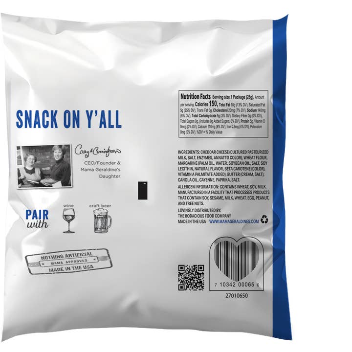 Mama Geraldine's - Wholesale Cheese Straws - 1oz. Aged Cheddar (Traditional) Cheese Straws Bulk1