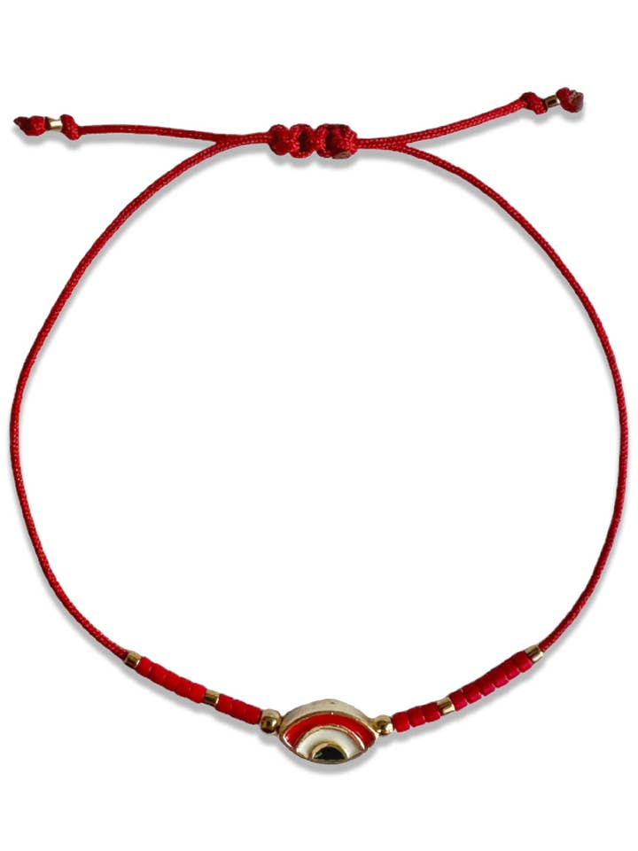 Gold Plated Pearlescent Eye Charm Bracelet for wholesale by Yugu Studio