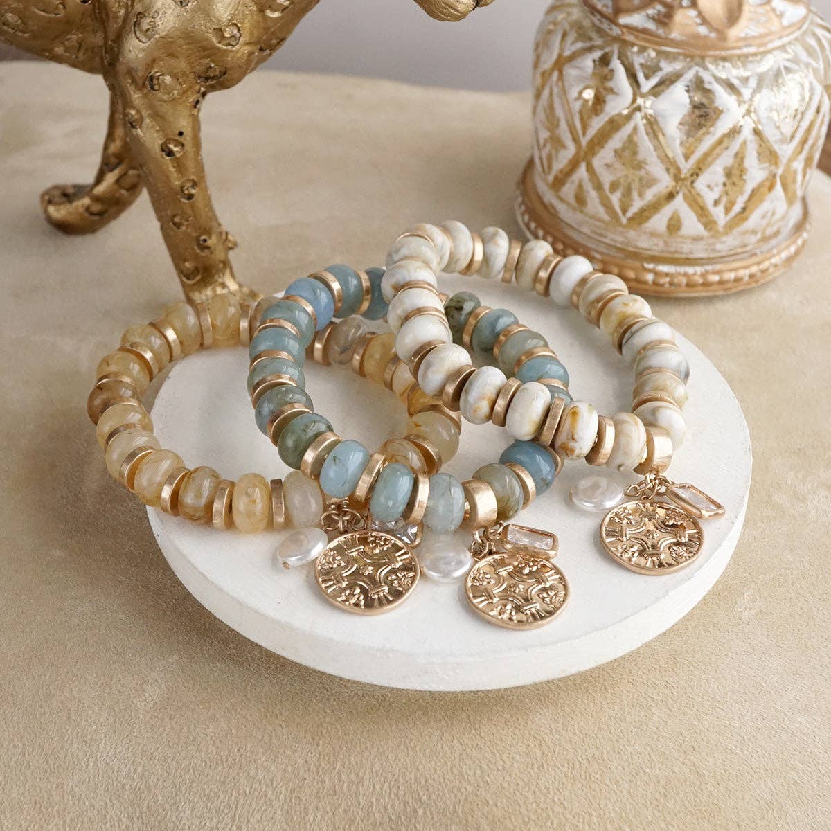 PennyLine inc - Vente Bracelet de perles - Couches Fidèles – Bracelet de Perles Rondelles Acryliques Épaisses & Pièces en Grappes5