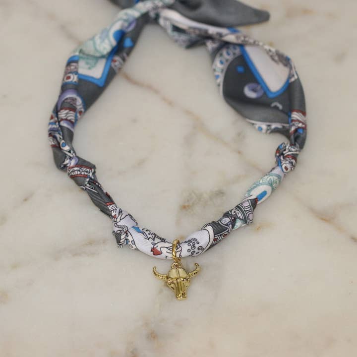 Deep South Originals Inc. - Wholesale Pendant/Charm Necklace - No Bull in Gray Scarf Necklace