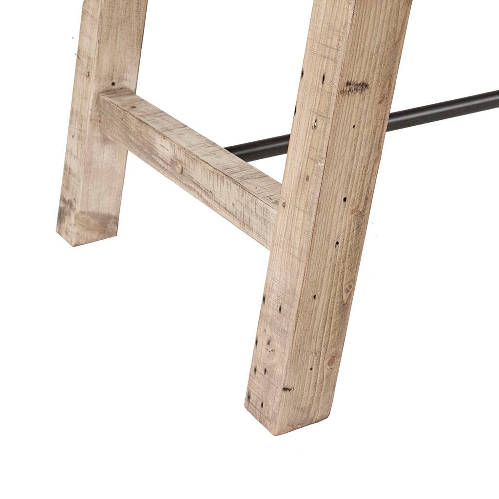 Olliix - Vente Tables d'appoint - Table de salle à manger en bois naturel récupéré avec support en métal*7